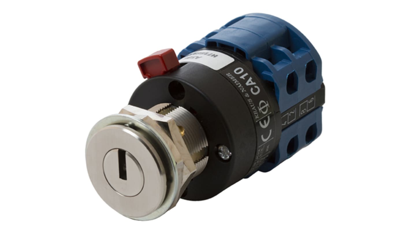 Interruptor de llave, DPDT, 20 A, 2 vías, -5 → +55°C