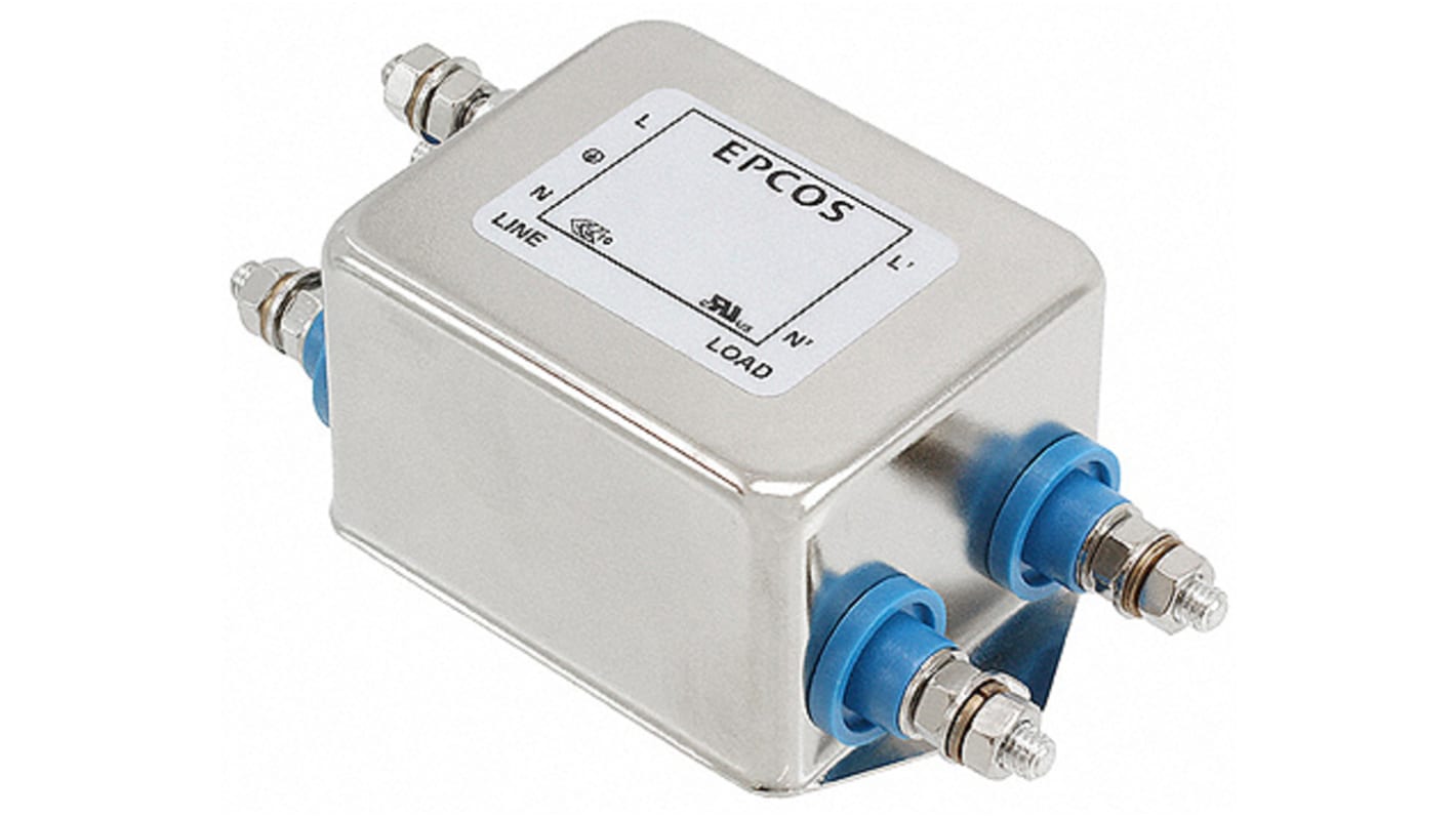 Filtro EMC EPCOS 0.1 x 2μF, 25A, 250 V ac/dc, 50 → 60Hz 0,66 x 2 mH, Montaje en Panel, con terminales Tornillo 0