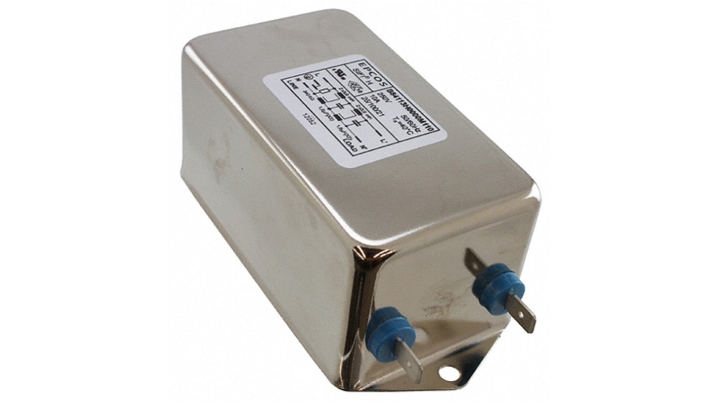 EPCOS, B84113H 10A 250 V ac/dc 50 → 60Hz, Chassis Mount EMC Filter, Lug, Tab Connector, Single Phase