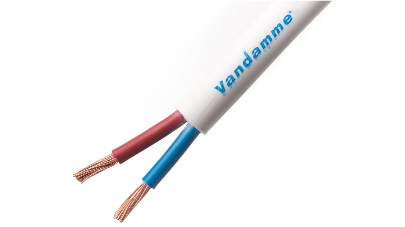 278515090 Van Damme 2 Core Speaker Cable, 1.5 mm² CSA, 6.6mm od