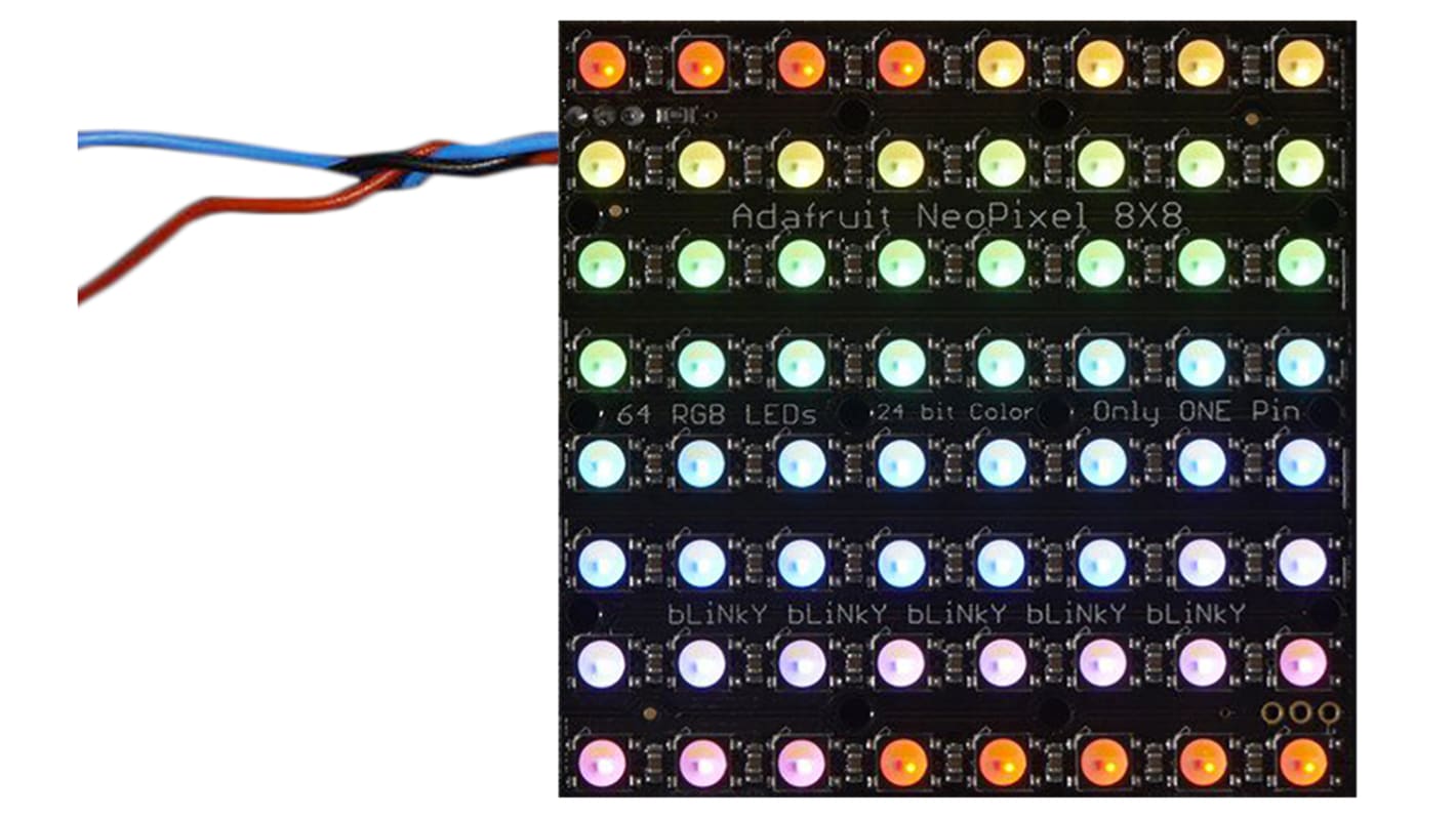 NeoPixel NeoMatrix 64 RGBW Natur Weiss ADAFRUIT INDUSTRIES 2871, LED meghajtó felmérőkészlet