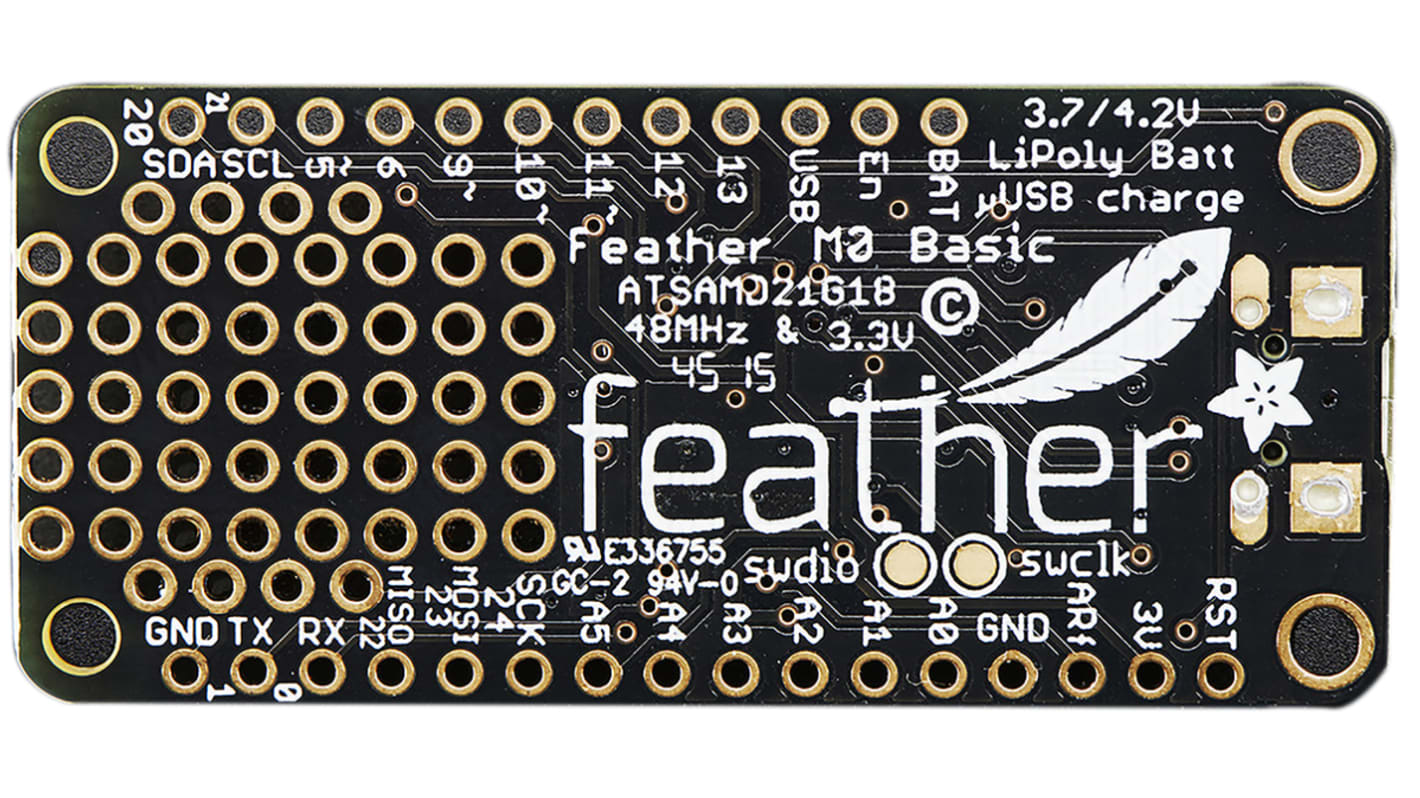 Placa de desarrollo Feather M0 Basic Proto de ADAFRUIT INDUSTRIES, con núcleo Cortex-M0