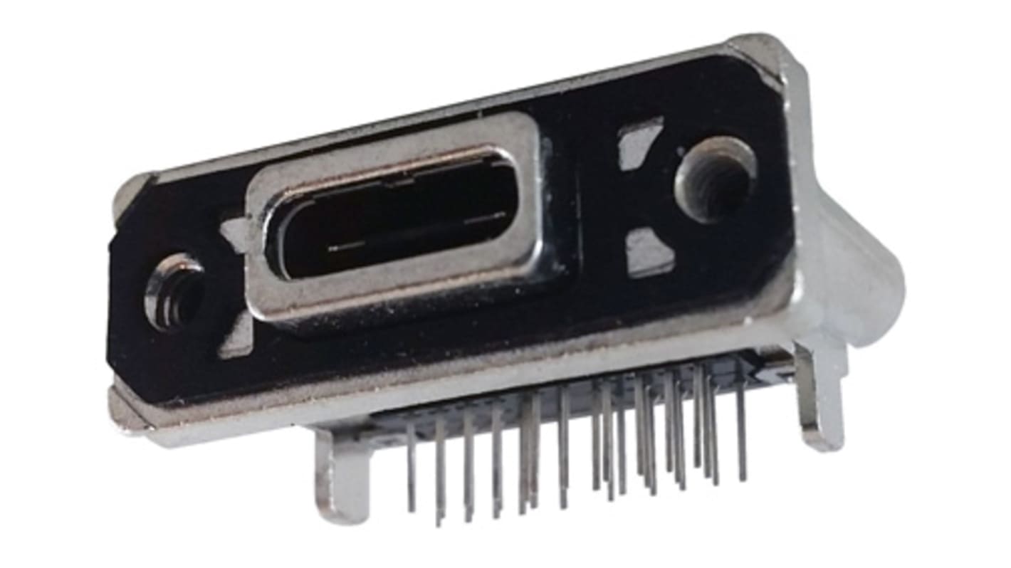 Conector USB Amphenol ICC MUSBR-M1C1-30, Hembra, , 1 puerto puertos, Ángulo de 90° IP67, Montaje en PCB, Versión 3.1,