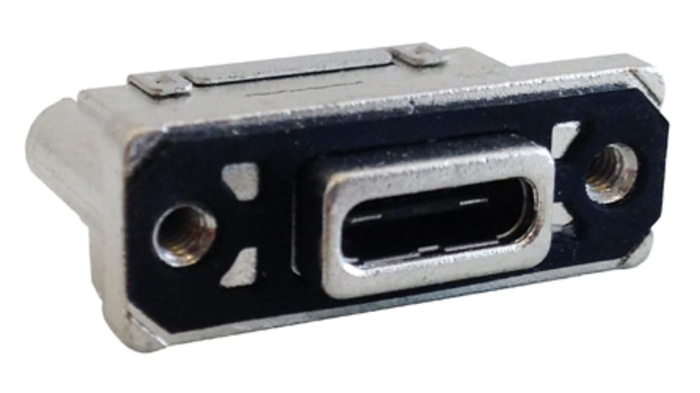 Conector USB Amphenol ICC MUSBR-M5C1-30, Hembra, , 1 puerto puertos, Recta IP67, Montaje en PCB, Versión 3.1, 100,0 V.,