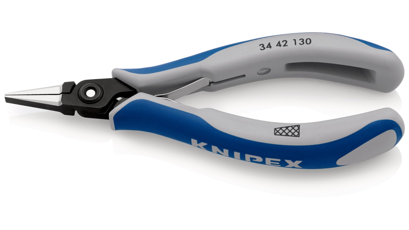 Knipex 34 42 Electronics Pliers, Round Nose Pliers, 135 mm Overall, Flat, Straight Tip, 22mm Jaw