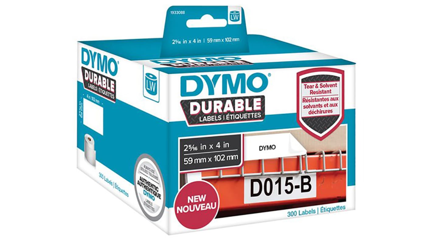 Dymo White Black Print Label Roll, 102mm Width, 59mm Height, 300Per Roll Qty