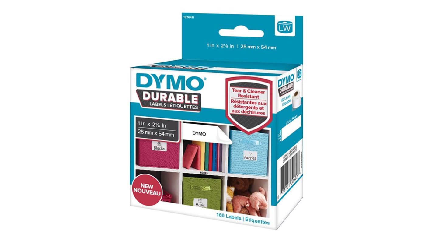 Dymo White Label Roll, 54mm Width, 25mm Height, 160Per Roll Qty