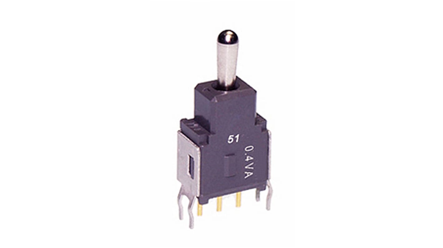 NKK Switches Toggle Switch, PCB Mount, Latching, SPDT, Through Hole Terminal, 28V ac/dc