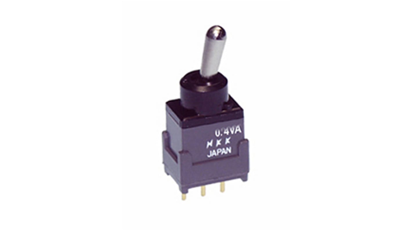 NKK Switches Toggle Switch, PCB Mount, On-Off-(On), SPDT, Through Hole Terminal, 28V ac/dc