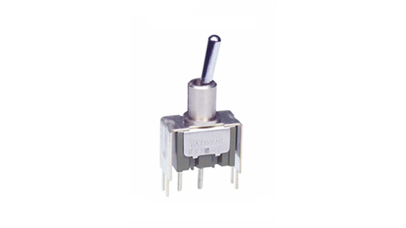 NKK Switches Toggle Switch, Through Hole Mount, On-Off, SPST, PC Terminal Terminal, 30 V dc, 125V ac