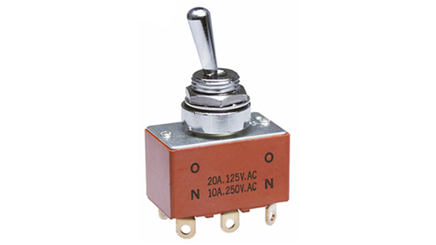 Interrupteur à Levier SECME 2RT 3A 250V - 3 Positions ON/OFF/ON - Percage 8mm