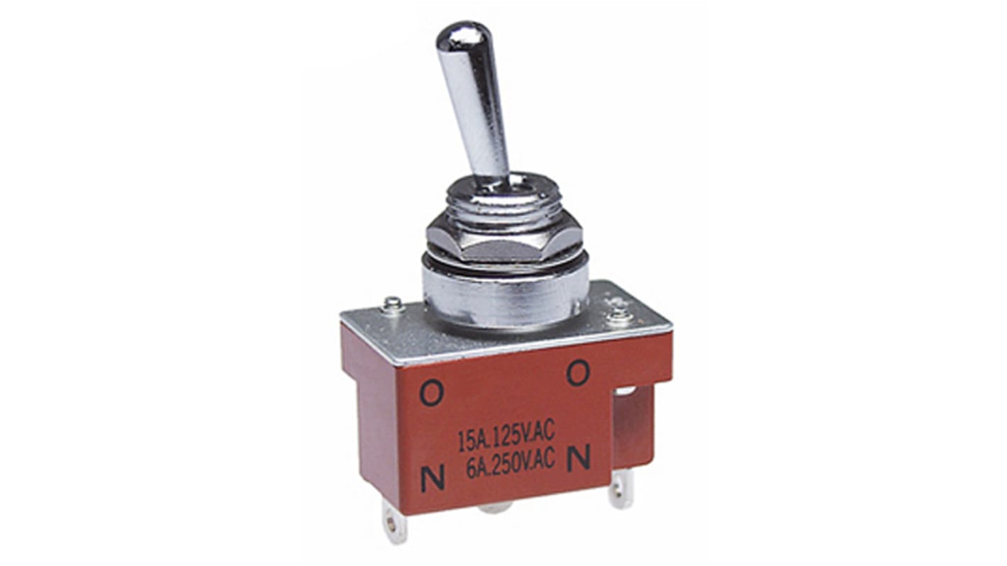 NKK Switches Toggle Switch, Panel Mount, (On)-Off-(On), SPDT, Solder Terminal, 30 V dc, 250 V ac