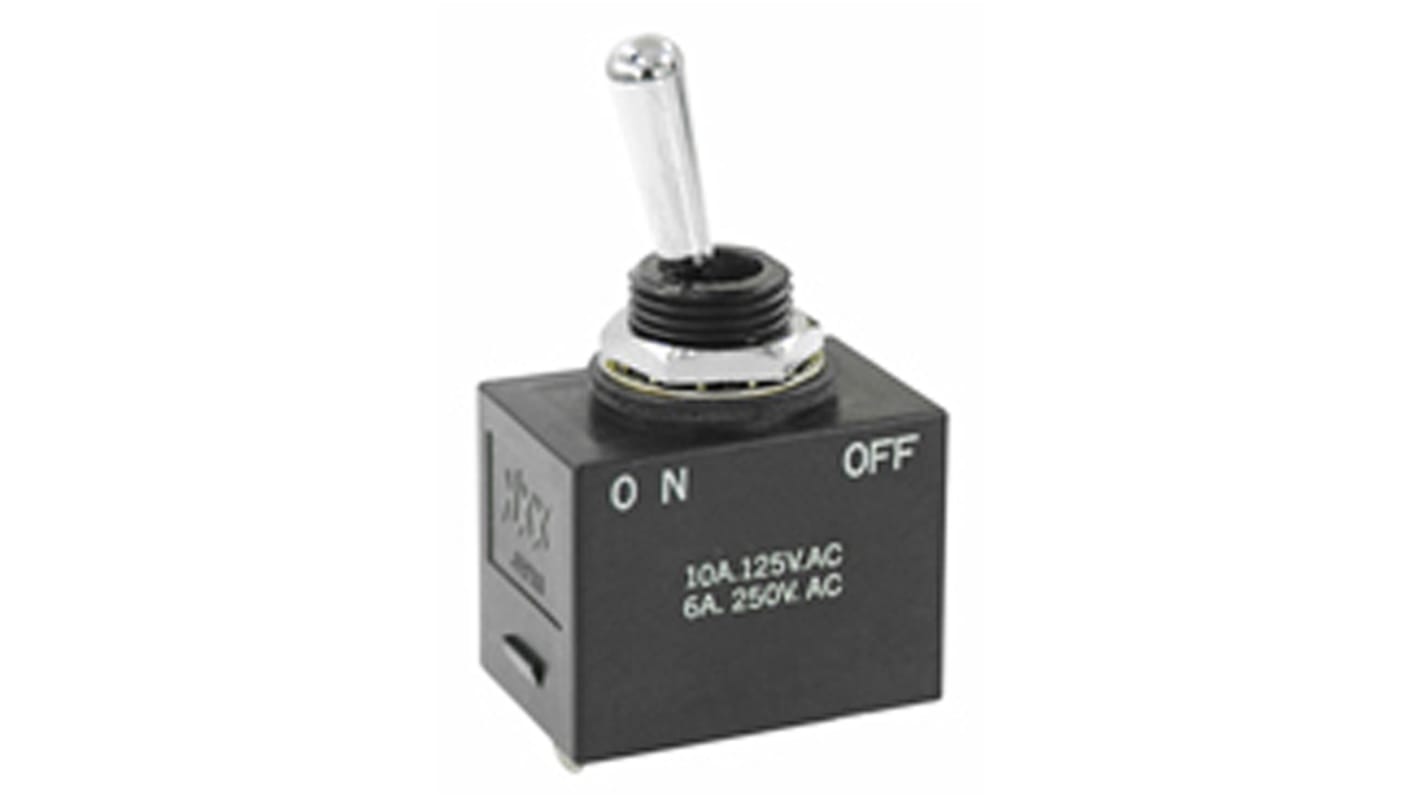 NKK Switches Toggle Switch, Panel Mount, Latching, SPST, Solder Terminal, 30 V dc, 250 V ac