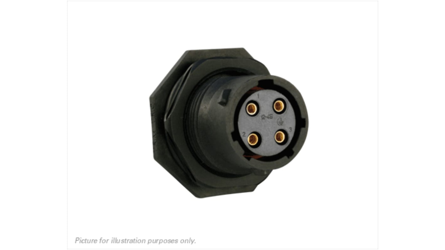 Souriau Circular Connector, 4 Contacts, Panel Mount, Plug, Female, IP68, IP69K, UTS Series