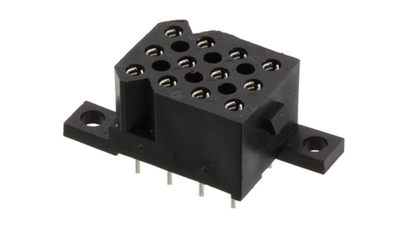 Conector hembra para PCB Souriau serie SMS, de 12 vías en 4 filas, paso 5.08mm, 250 V, 12A, Montaje en PCB, para soldar