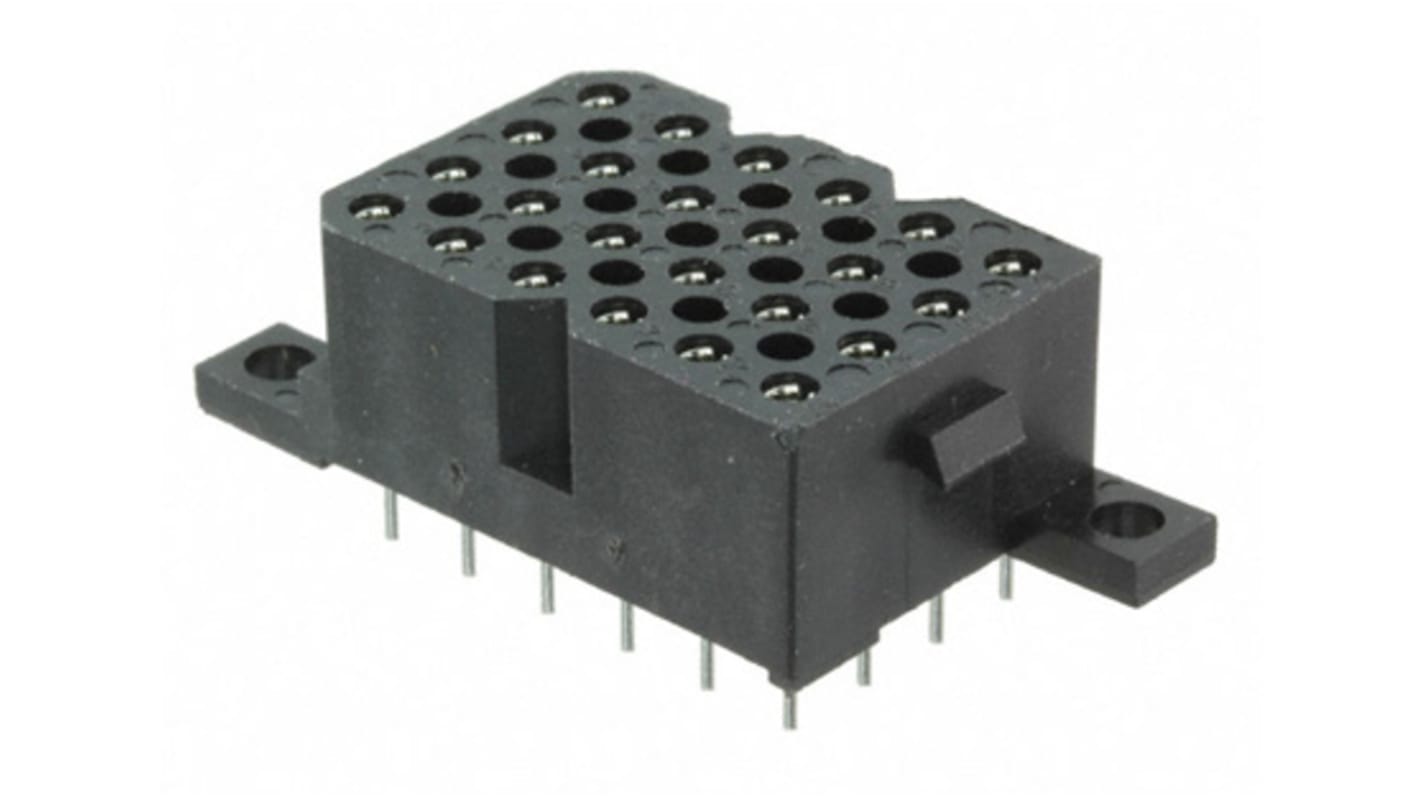 Souriau SMS Series Straight PCB Mount PCB Socket, 24-Contact, 4-Row, 5.08mm Pitch, Solder Termination