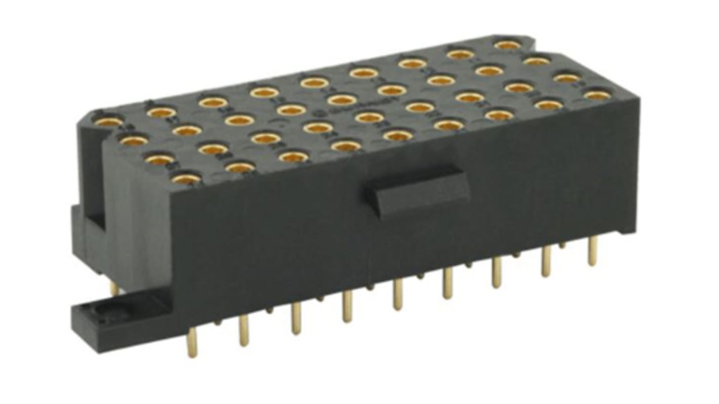 Conector hembra para PCB Souriau serie SMS, de 36 vías en 4 filas, paso 5.08mm, 250 V, 7.5A, Montaje en PCB, para soldar