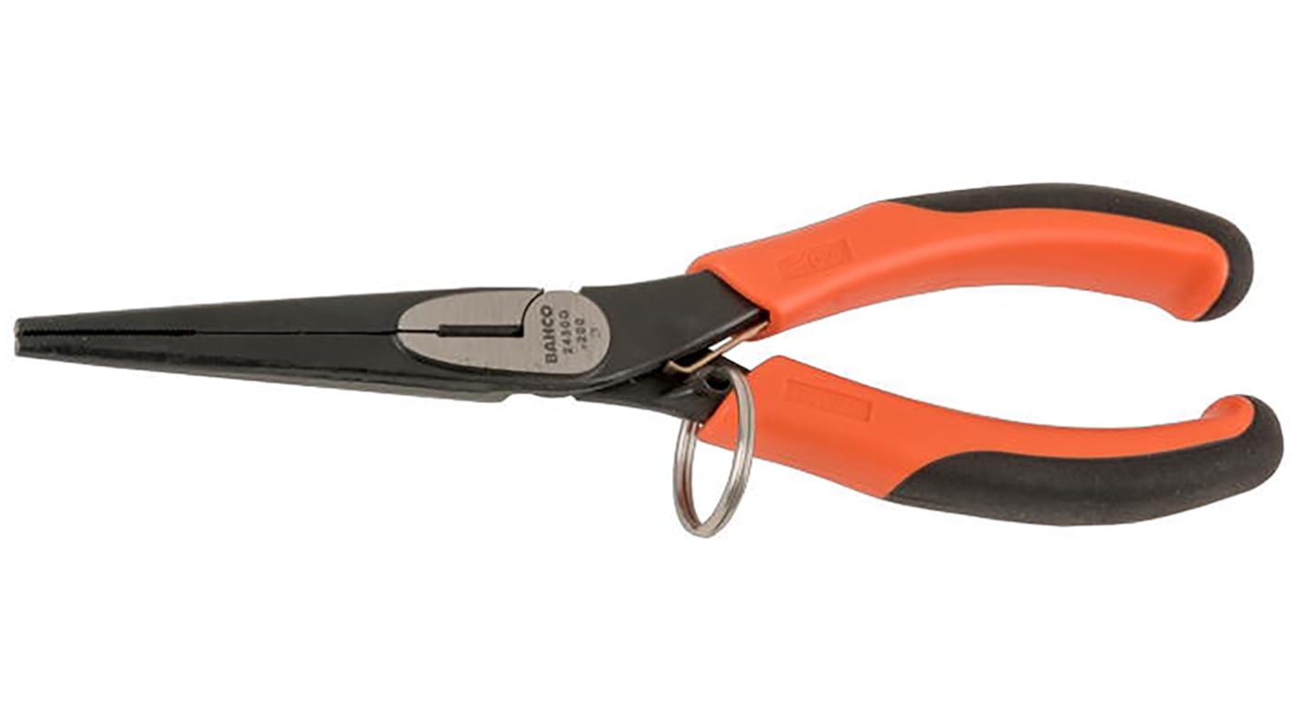 Bahco Long Nose Pliers, 200 mm Overall, Straight Tip, 72mm Jaw