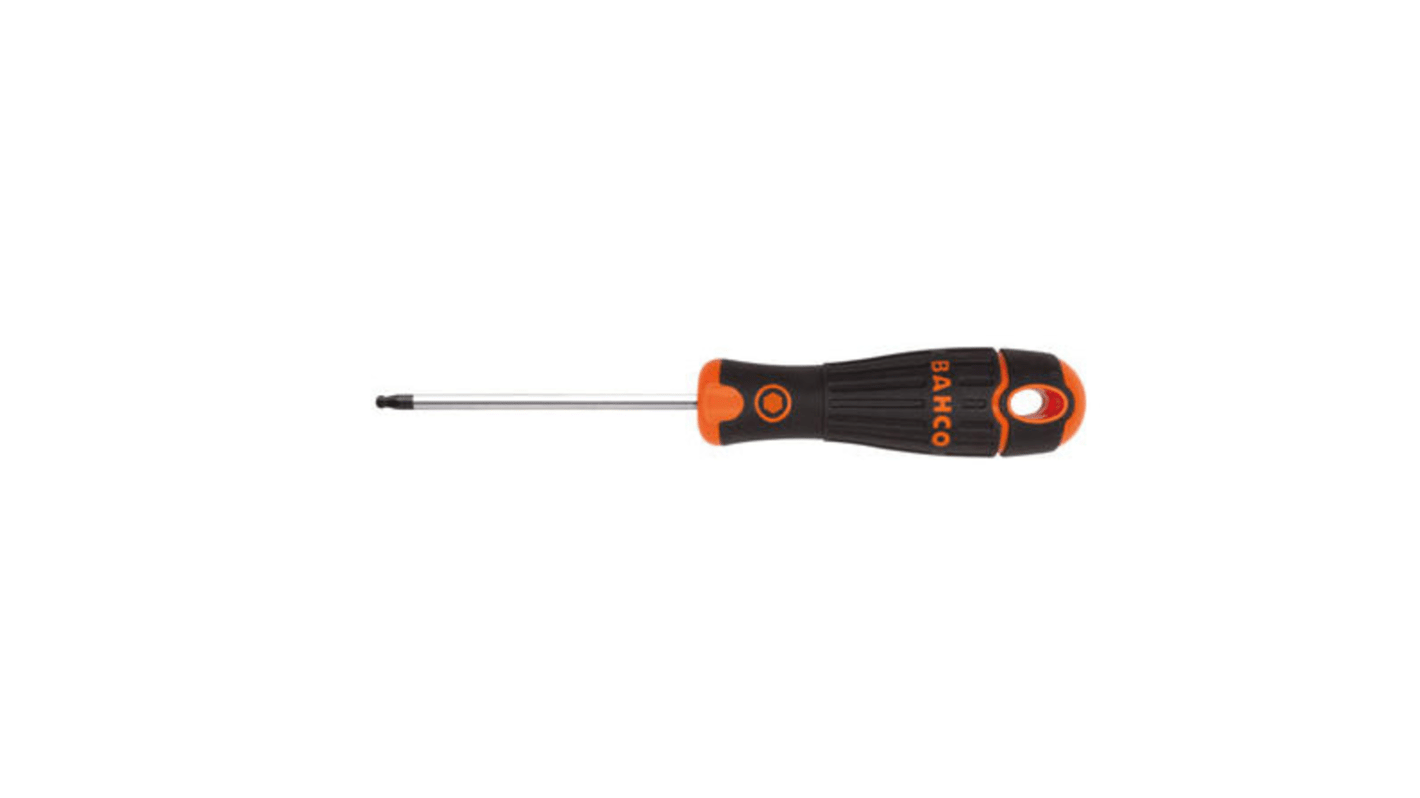 Bahco Ball End Hexagon Screwdriver, 4 mm Tip, 100 mm Blade, 195 mm Overall