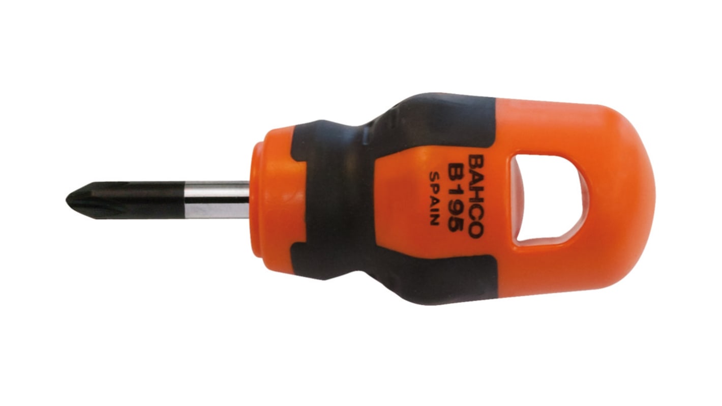 Bahco Phillips Stubby Screwdriver, PH2 Tip, 25 mm Blade, 85 mm Overall