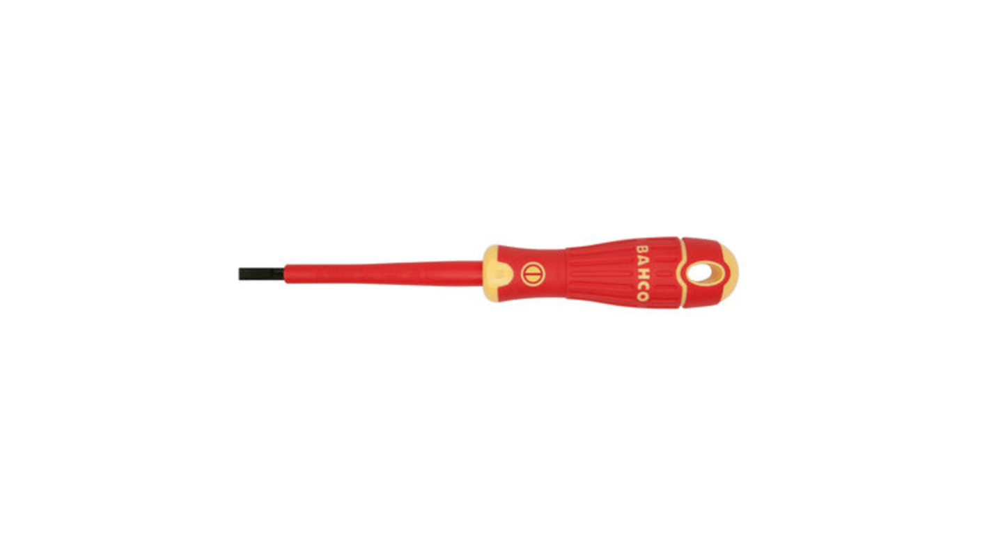 Bahco Slotted  Screwdriver, 3 x 0.5 mm Tip, 100 mm Blade, VDE/1000V, 195 mm Overall