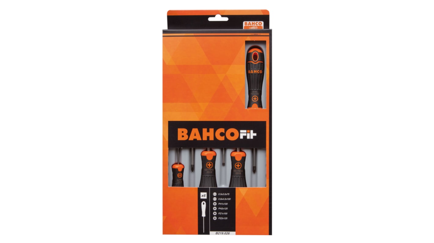 Bahco B219.026 Phillips; Pozidriv; Slotted Screwdriver Set, 6-Piece