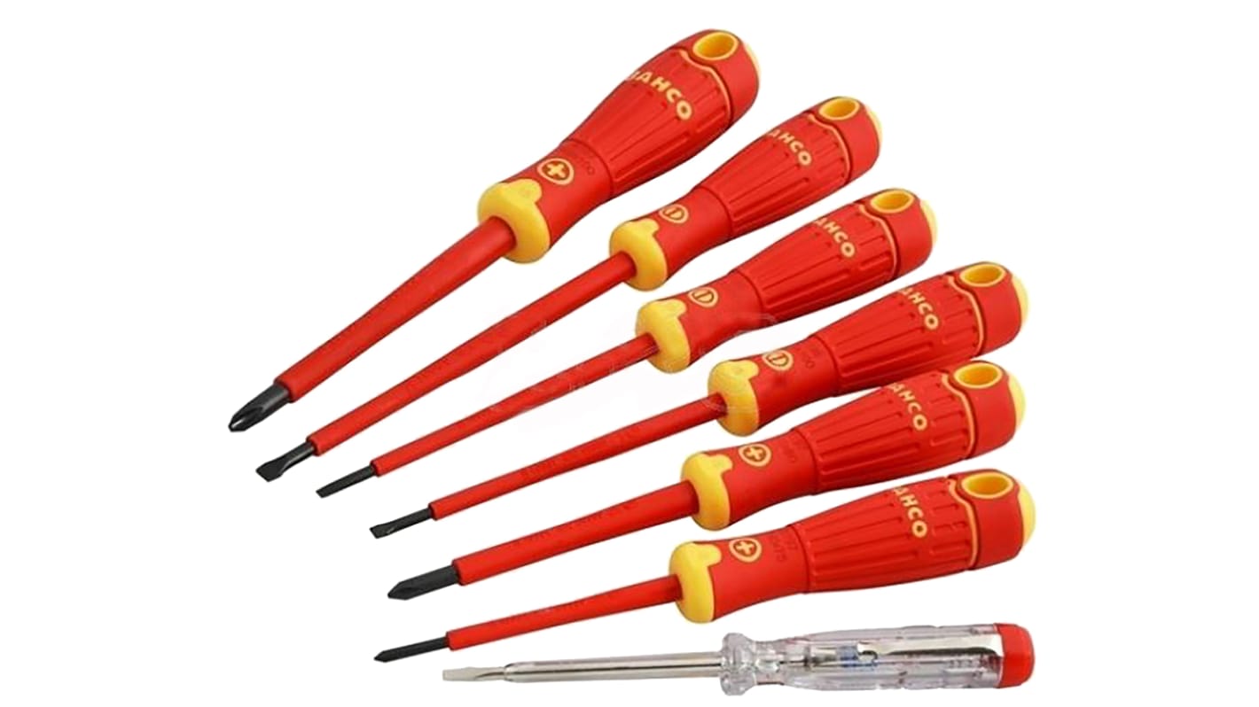 Bahco B220.027 Phillips; Slotted Insulated Screwdriver Set, 7-Piece