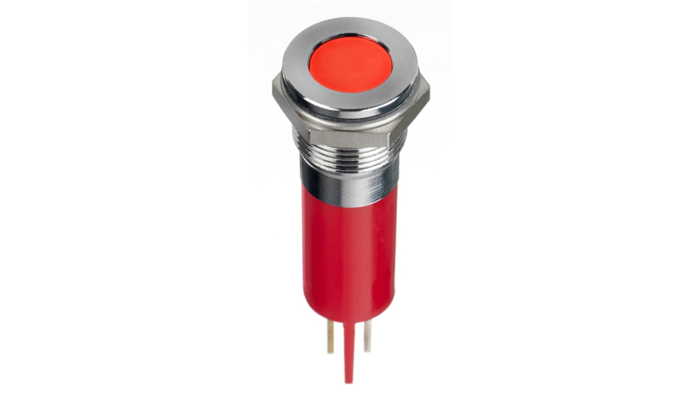 RS PRO Red Panel Mount Indicator, 220V ac, 12mm Mounting Hole Size, Faston, Solder Lug Termination, IP67