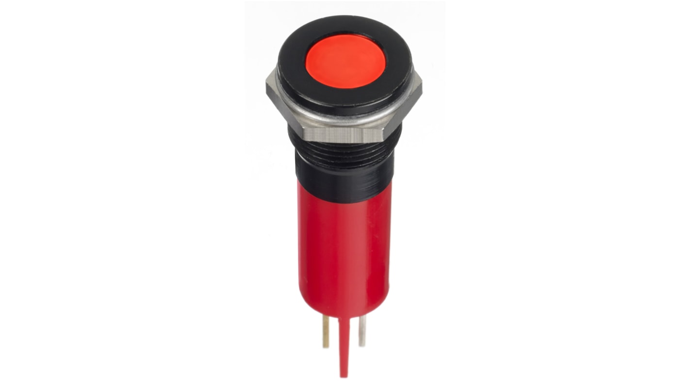 RS PRO Red Panel Mount Indicator, 220V ac, 12mm Mounting Hole Size, Faston, Solder Lug Termination, IP67