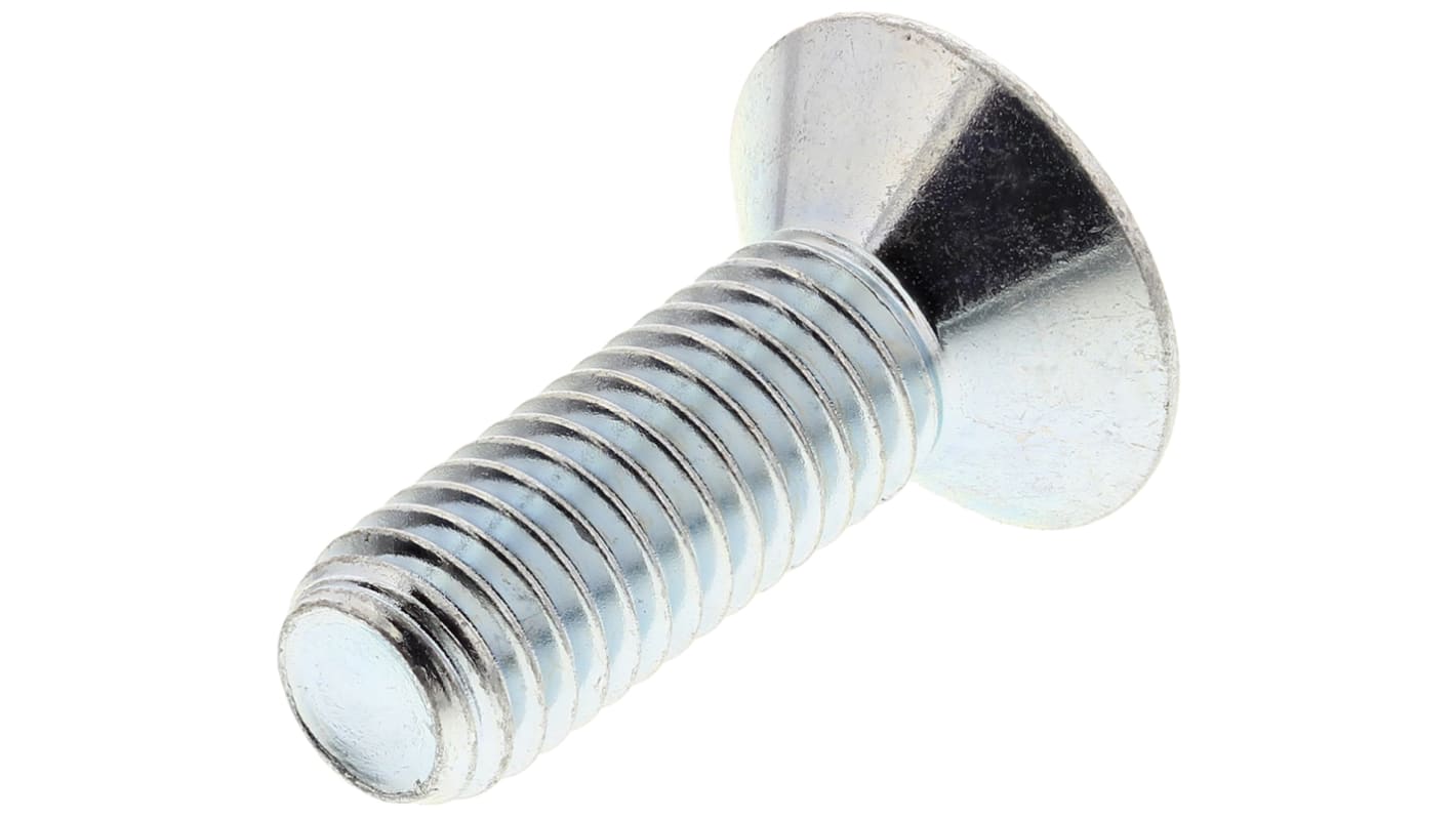 RS PRO Bright Zinc Plated Steel Hex Socket Countersunk Screw, DIN 7991, M6 x 45mm