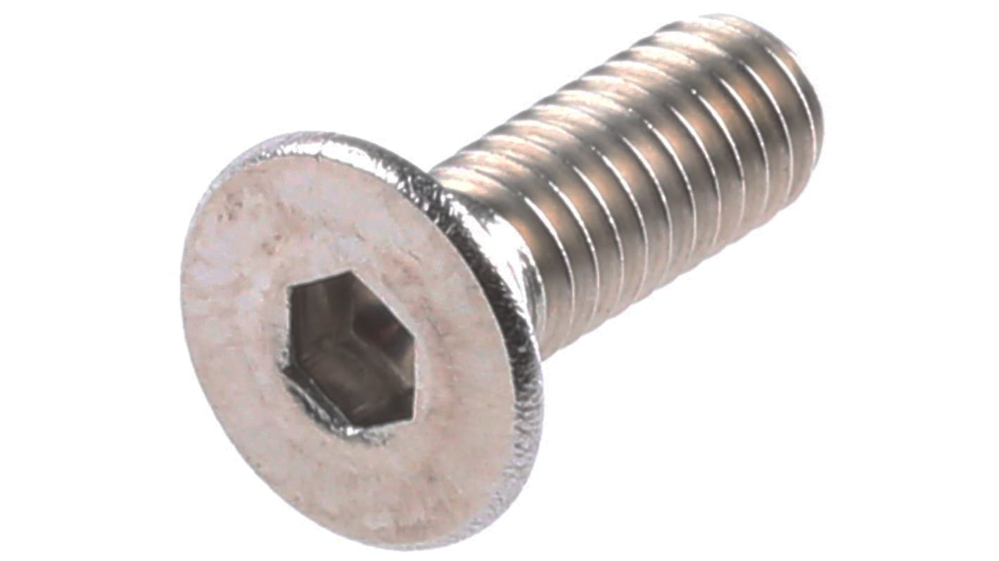 RS PRO Plain Stainless Steel Hex Socket Countersunk Screw, DIN 7991, M4 x 8mm