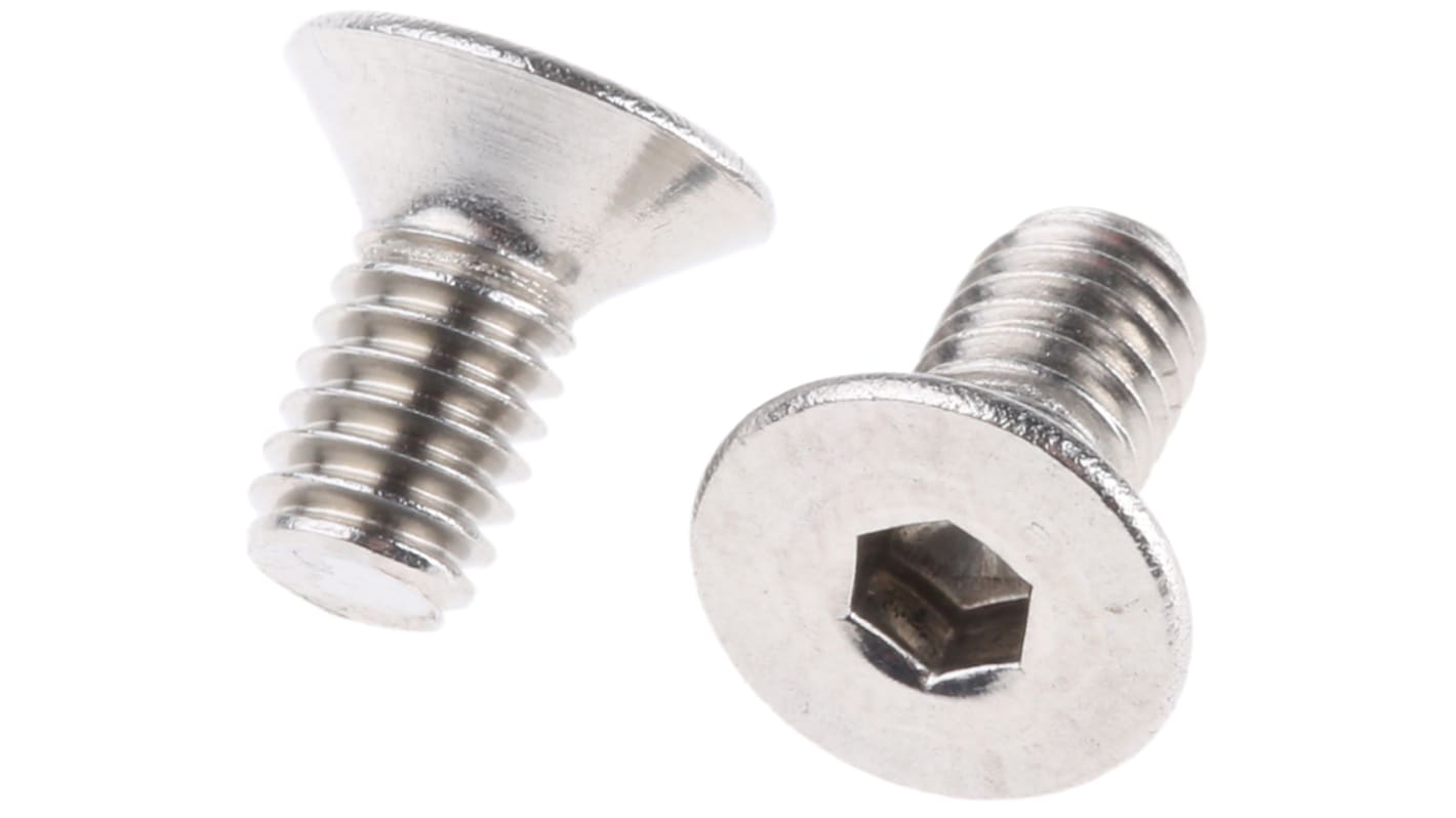 RS PRO Plain Stainless Steel Hex Socket Countersunk Screw, DIN 7991, M10 x 30mm