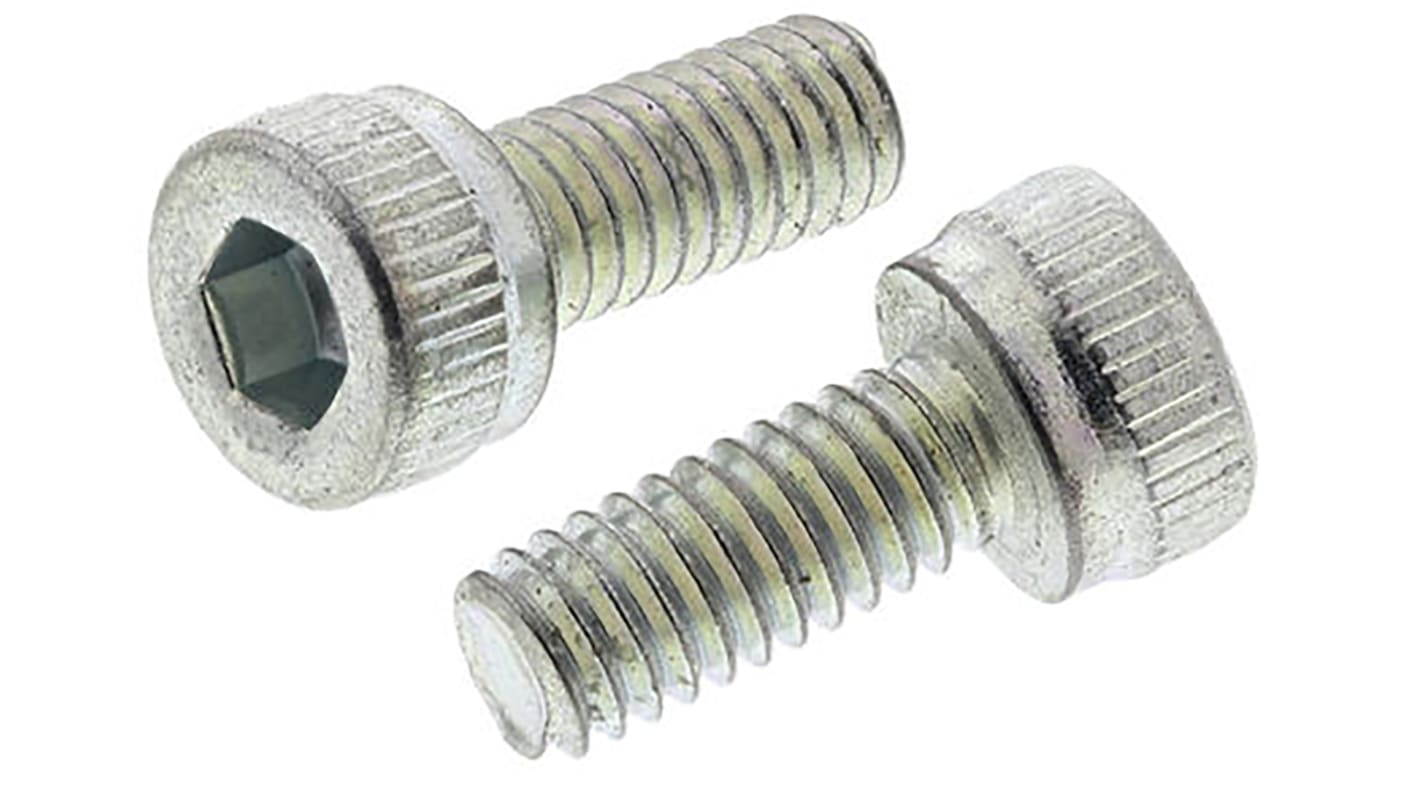 RS PRO Bright Zinc Plated Steel Hex Socket Cap Screw, DIN 912, M6 x 8mm