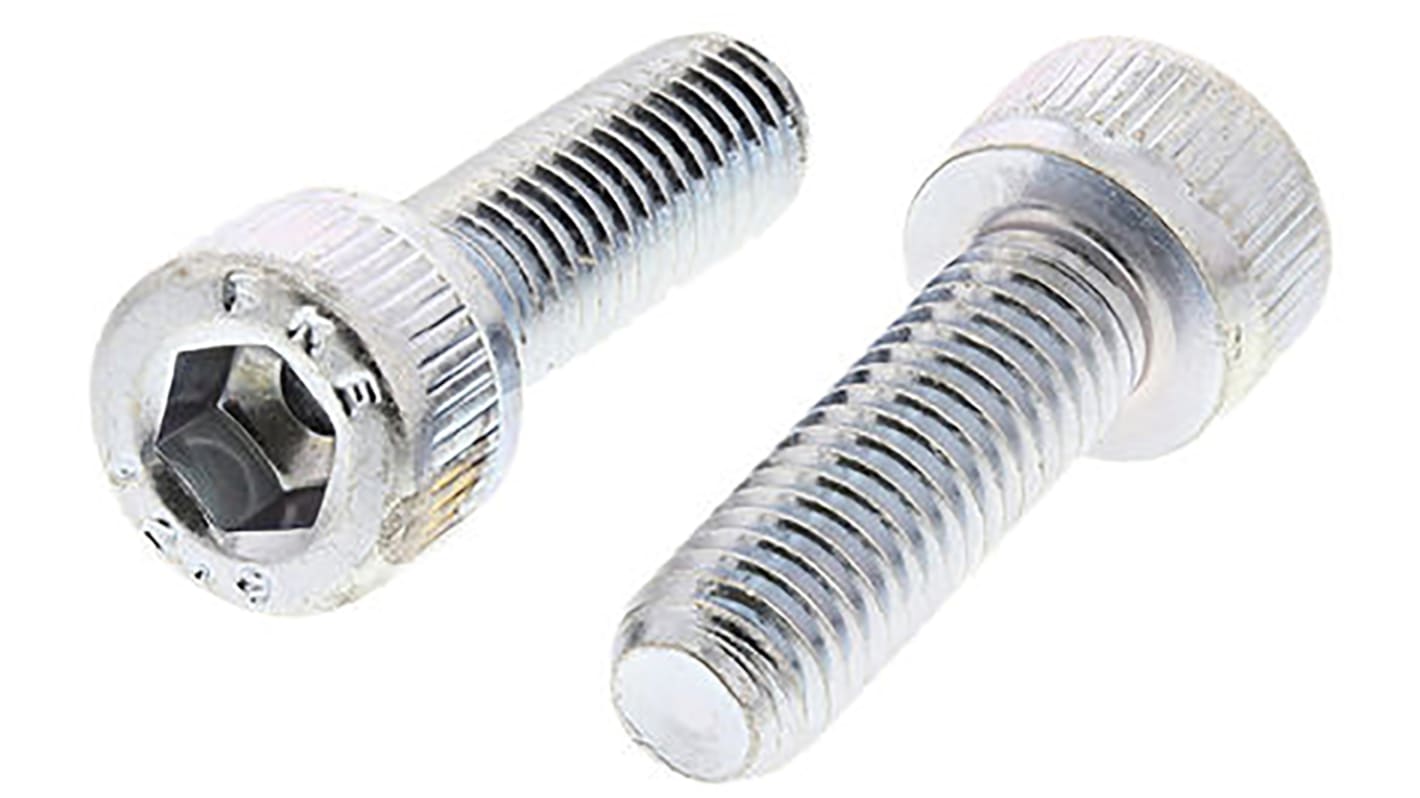 RS PRO Bright Zinc Plated Steel Hex Socket Cap Screw, DIN 912, M10 x 16mm