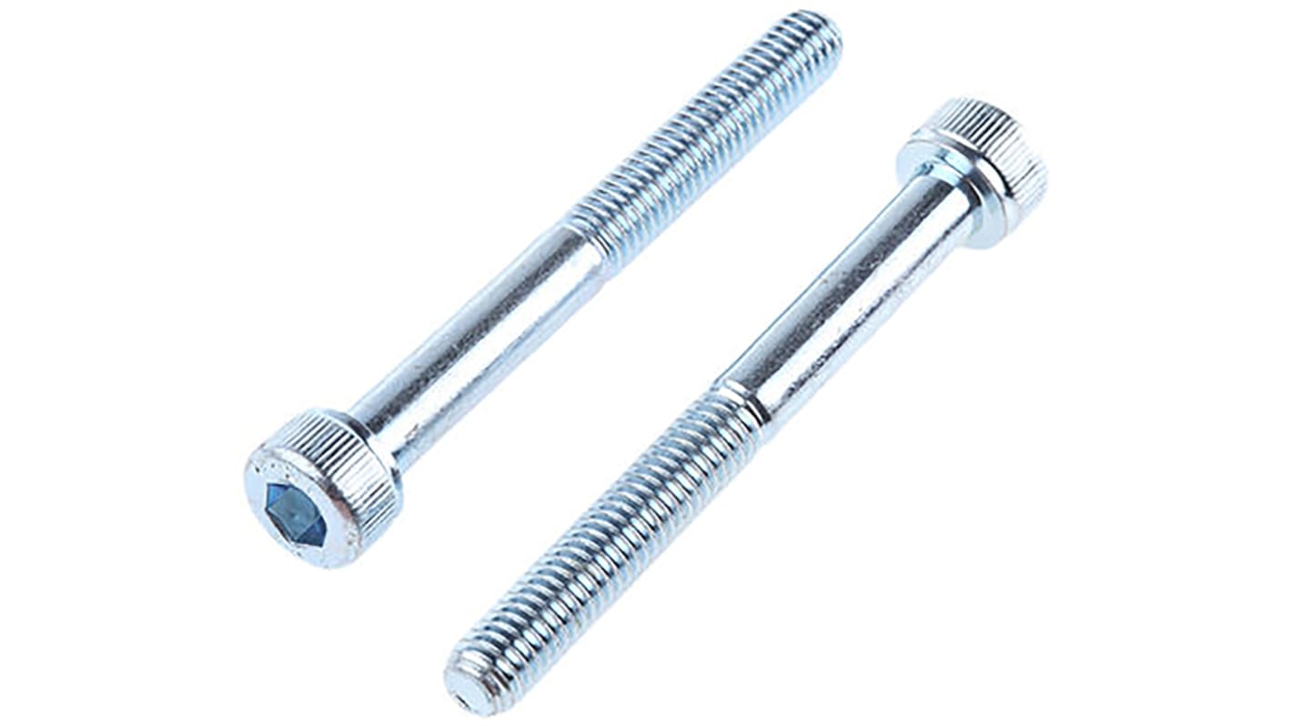 RS PRO Bright Zinc Plated Steel Hex Socket Cap Screw, M16 x 90mm