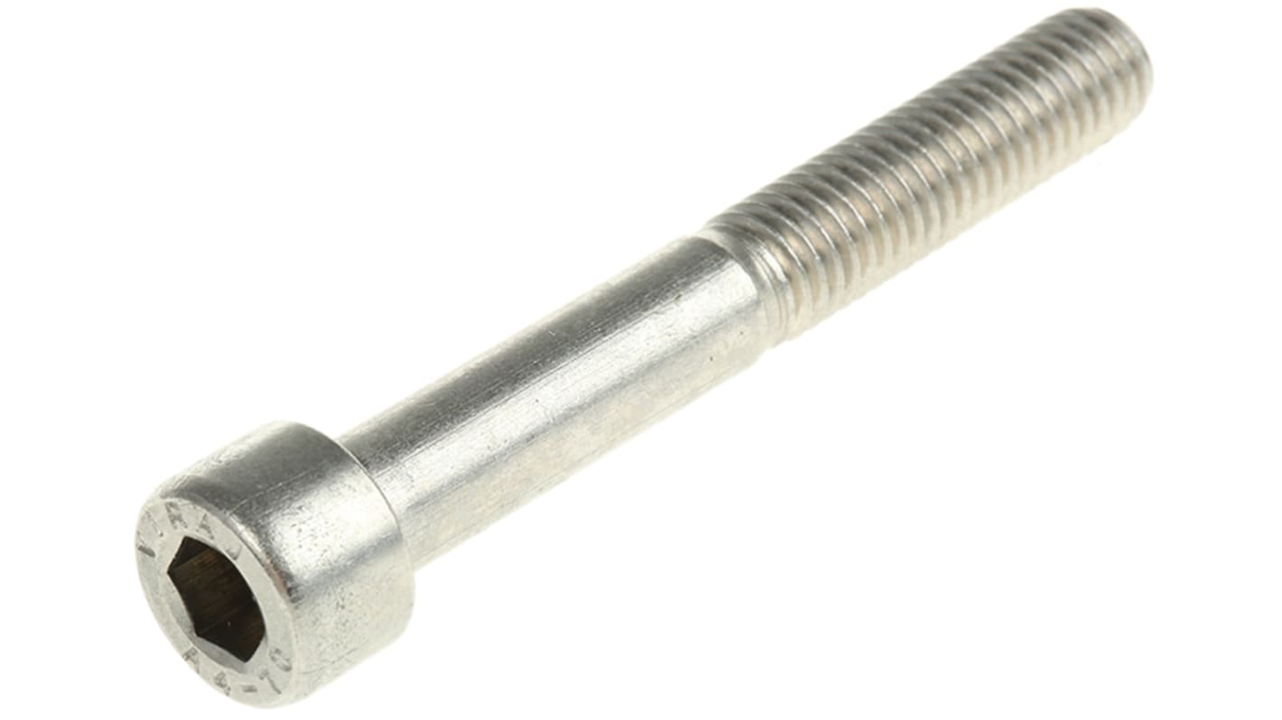 RS PRO Plain Stainless Steel Hex Socket Cap Screw, DIN 912, M12 x 60mm