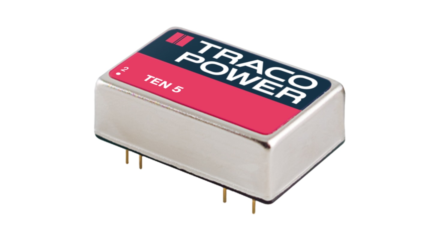 TRACOPOWER TEN 5 DC-DC Converter, 5V dc/ 1A Output, 9 → 18 V dc Input, 6W, Through Hole, +85°C Max Temp -40°C