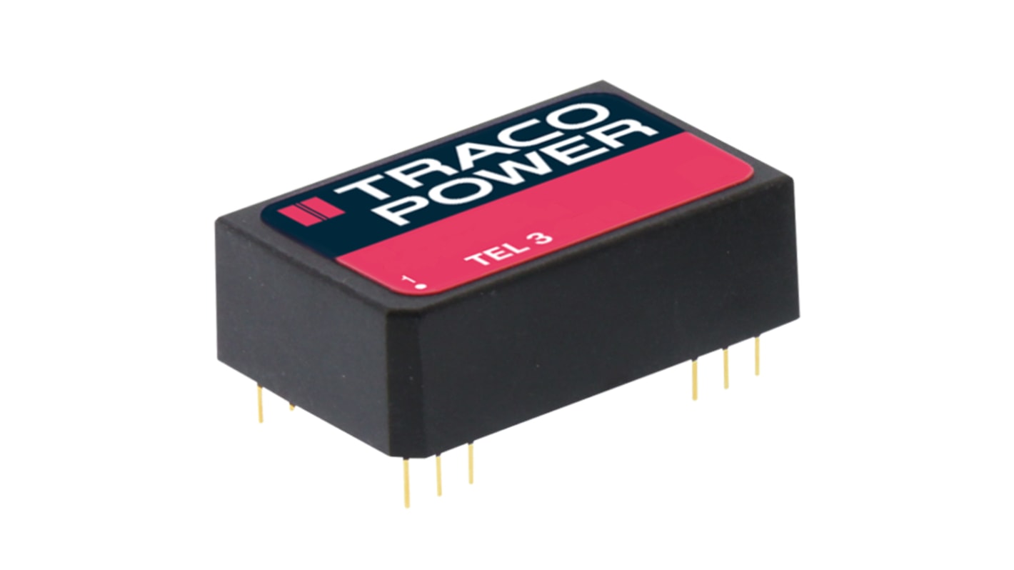 TRACOPOWER TEL 3 DC-DC Converter, 5V dc/ 600mA Output, 10 → 30 V dc Input, 3W, Through Hole, +85°C Max Temp