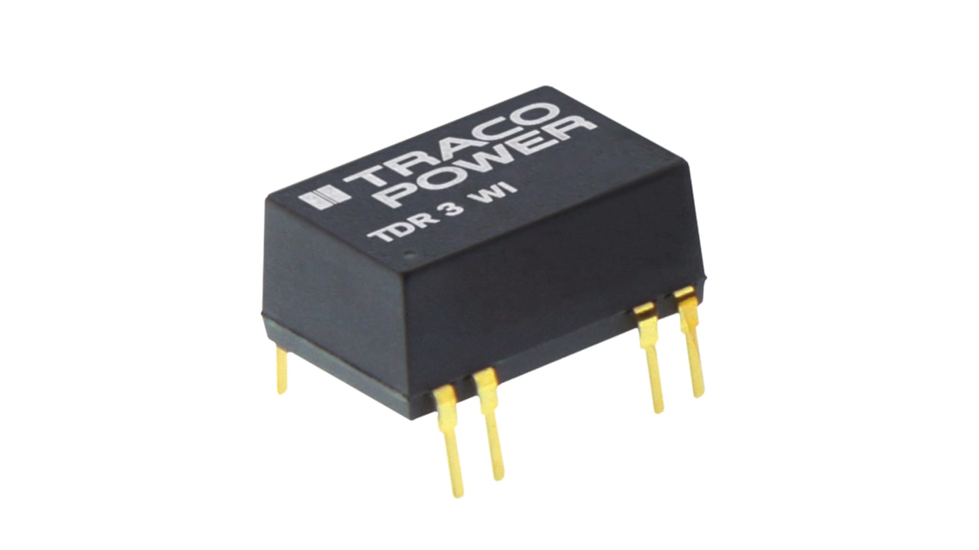 TRACOPOWER TDR 3WI DC-DC Converter, 15V dc/ 200mA Output, 4.5 → 18 V dc Input, 3W, Through Hole, +85°C Max Temp