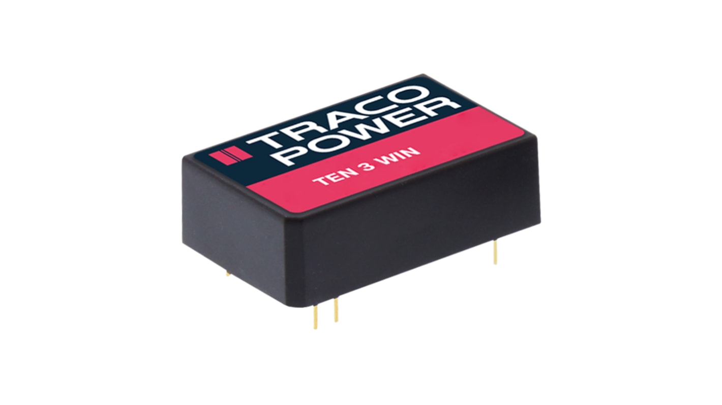 TRACOPOWER TEN 3WIN DC-DC Converter, 5V dc/ 600mA Output, 9 → 36 V dc Input, 3W, Through Hole, +85°C Max Temp