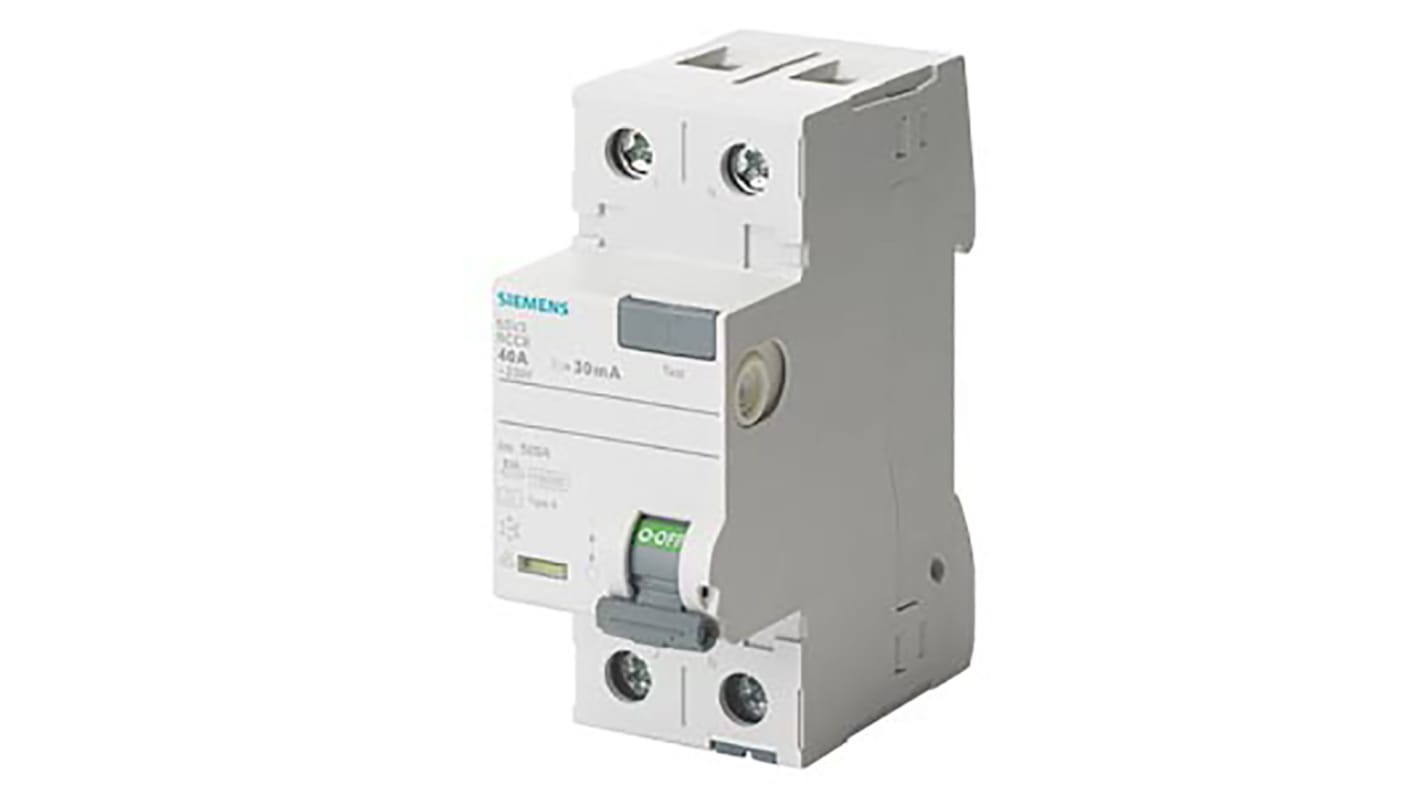 Interrupteur différentiel Siemens 5SV3, 2 Pôles, 25A, 30mA, Type A