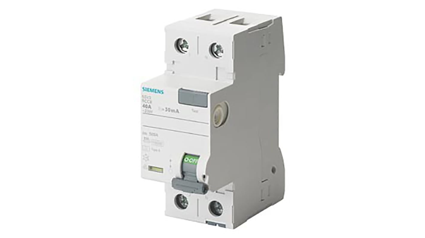 Interrupteur différentiel Siemens 5SV3, 2 Pôles, 25A, 300mA, Type A