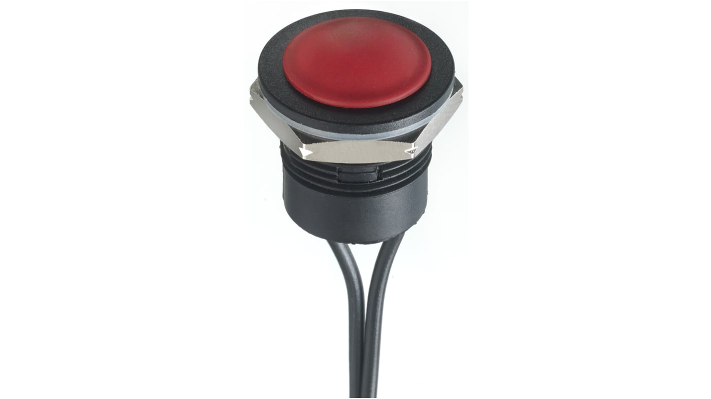 APEM Push Button Switch, Momentary, Panel Mount, 16.2mm Cutout, SPST, 24V dc, IP65, IP67