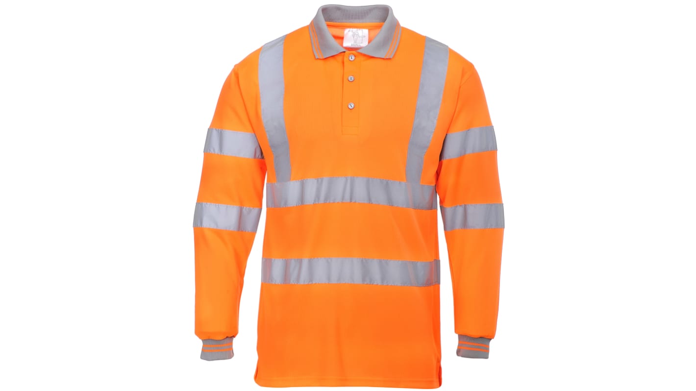 RS PRO Lang Orange S Polyester Warnschutz Polohemd