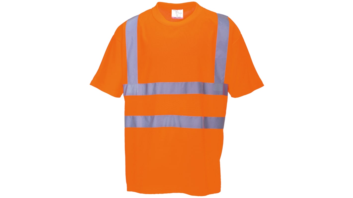 T-Shirt odblaskowy, Unisex, Pomarańczowy, Poliester, EN20471, S, Krótki