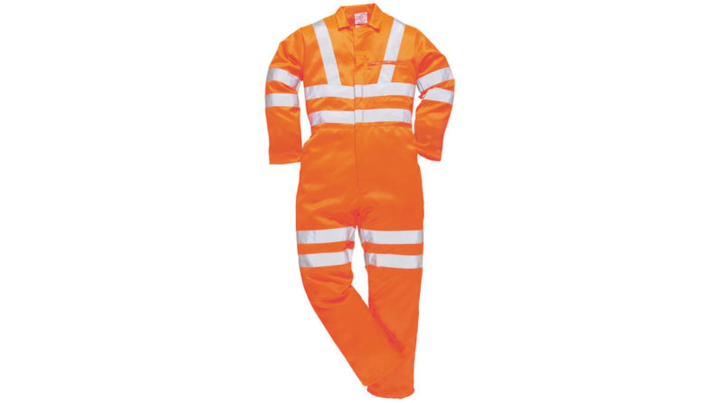 RS PRO Orange Reusable Hi Vis Overalls, S