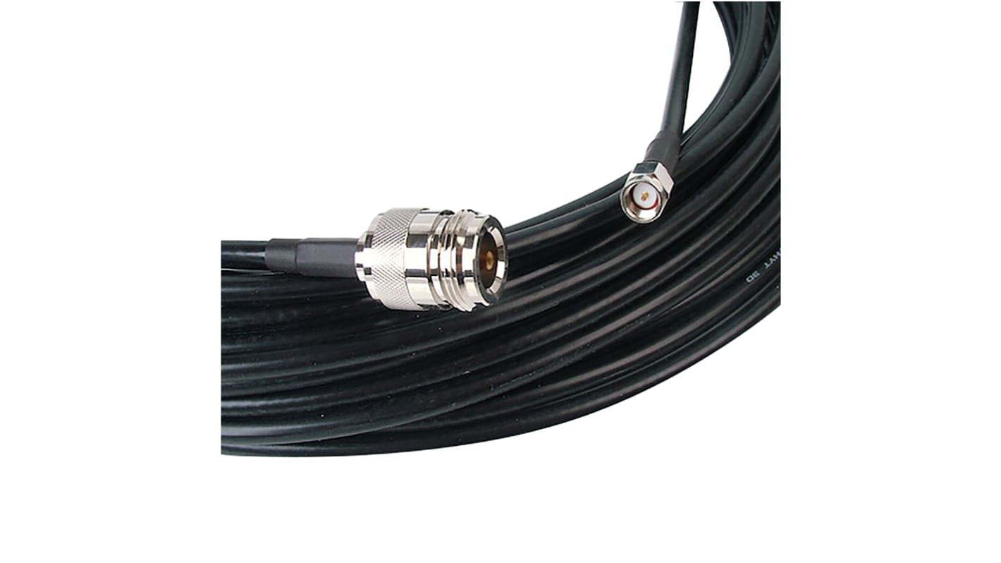 Siretta ASMN Series Male SMA to Female N Type Coaxial Cable, 10m, RF LLC200A Coaxial, Terminated