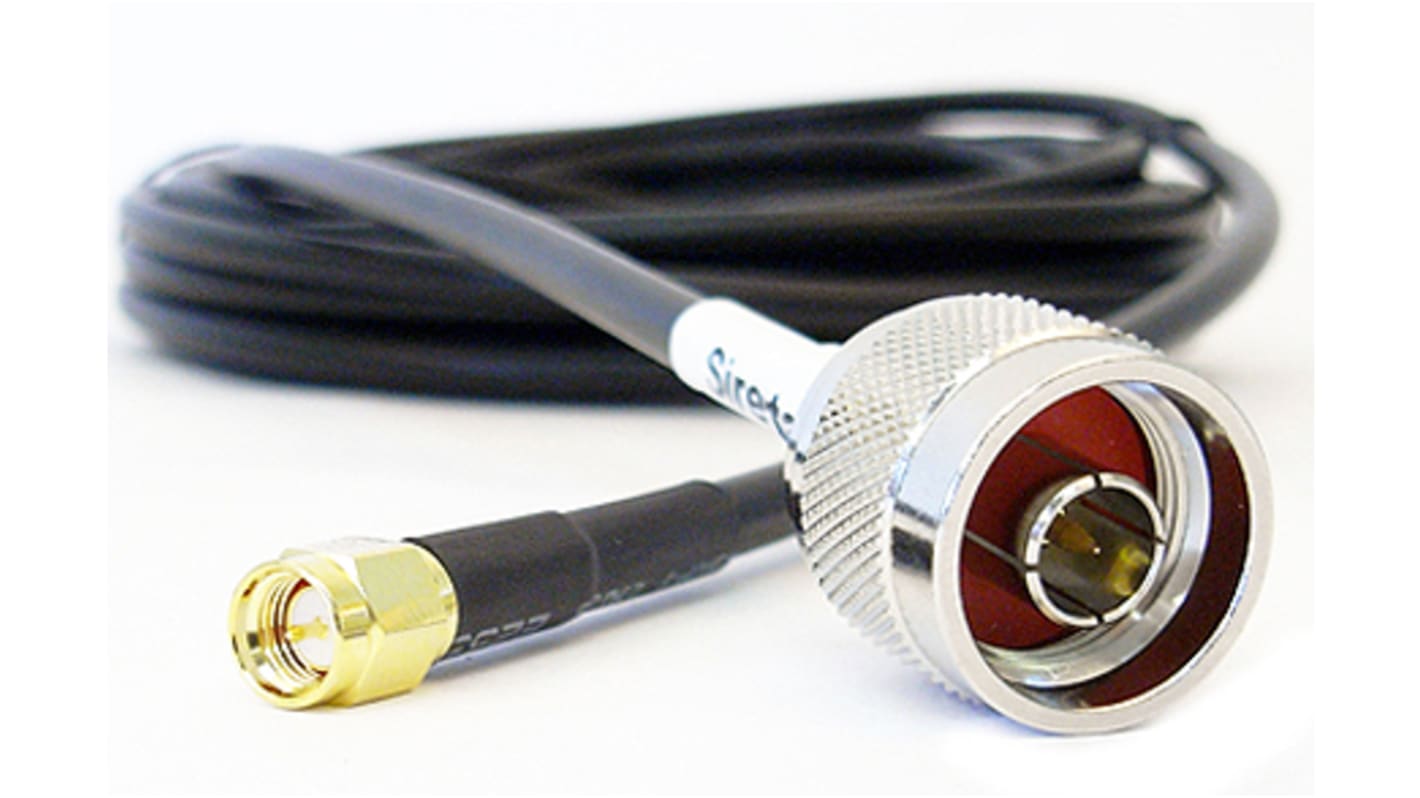 Siretta ASMA Series Male SMA to Male N Type Coaxial Cable, 5m, RF LLC200A Coaxial, Terminated