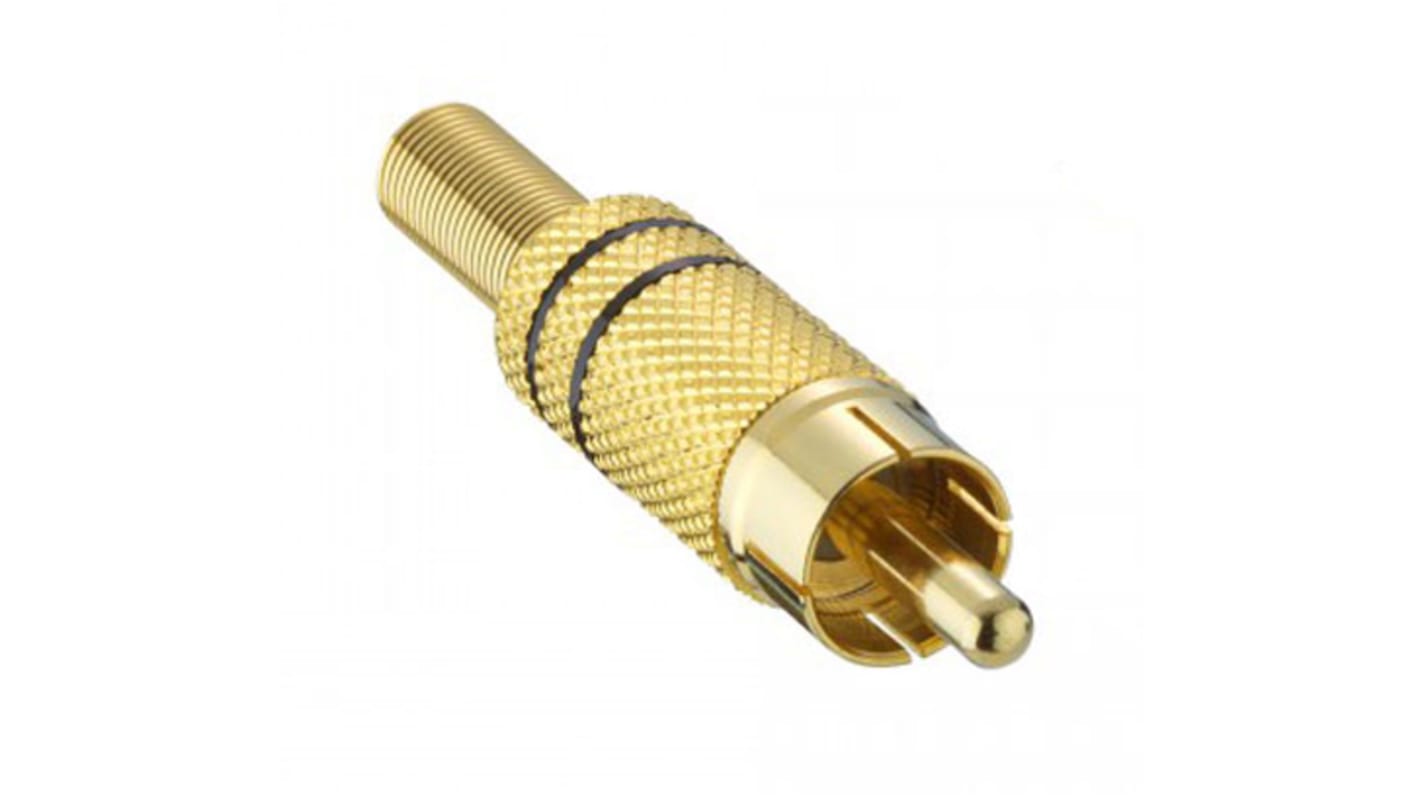 Conector RCA Macho Lumberg, 5A, color Negro, Dorado