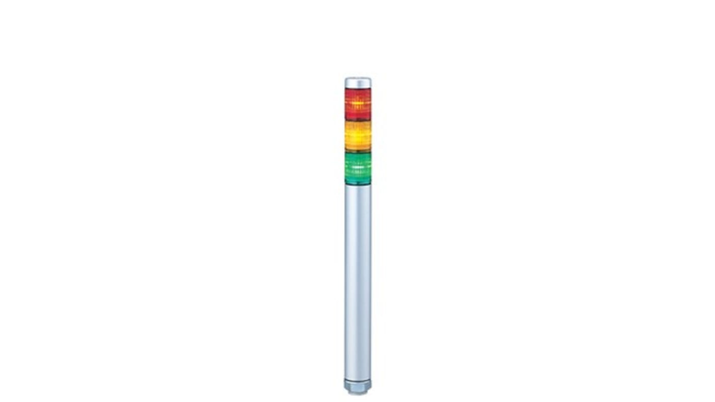 Columna de señalización Patlite MP, LED, con 3 elementos  de color, 24 V ac / dc